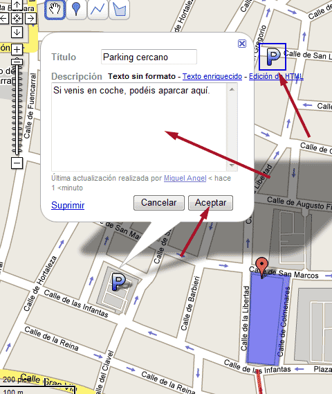 editar marcas y otros elementos del mapa