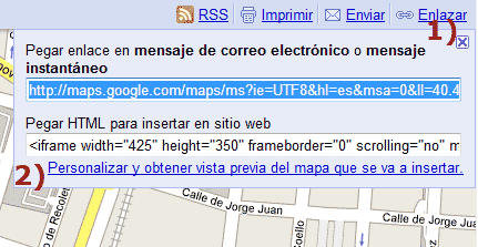 Enlazar el mapa en una página web