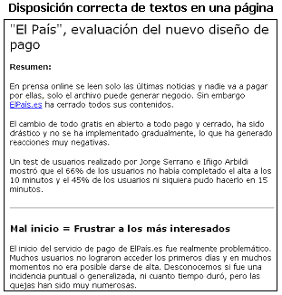 Disposici�n correctya de textos en una p�gina web