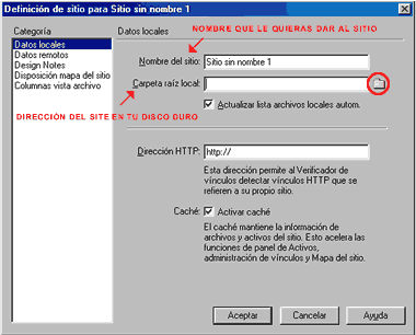 Definir un sitio local