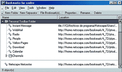 Bookmarks de un usuario