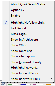 Opciones extensi�n firefox: Search Status
