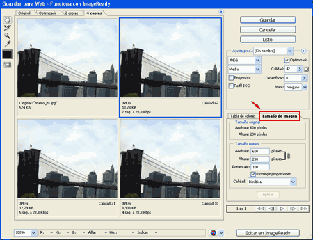 Guardar para web y crear thumbnail en photoshop