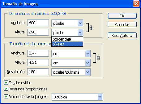 Redimensionar imagen photoshop