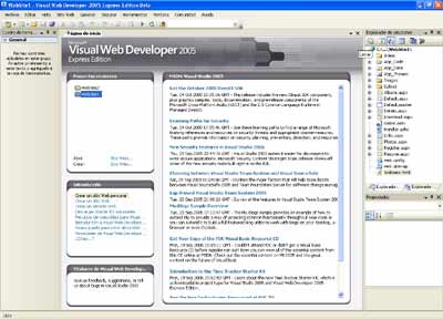 P�gina de inicio de Visual Web Developer Express 2005