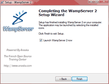 Pantalla final de instalación de WampServer 2